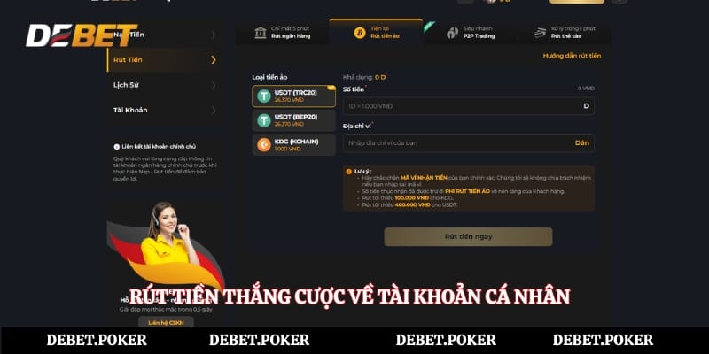 Rút tiền thắng cược về tài khoản cá nhân
